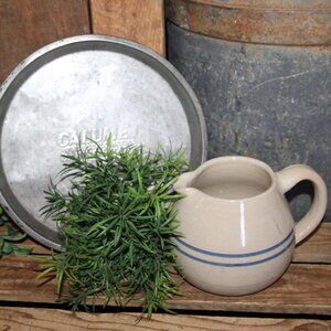 Vintage Primitive Farmhouse Kitchen Crock Pitcher & Calumet Pan Decor